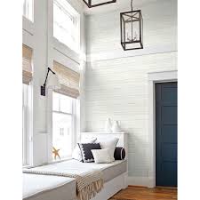 Shiplap feature wall.going to look a lot different once painted all white along with a painted brick fireplace surround decorating with shiplap: Nextwall Off White Shiplap Peel And Stick Removable Wallpaper