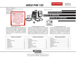 Lincoln Electric Weld Pak 155 User Manual Manualzz Com