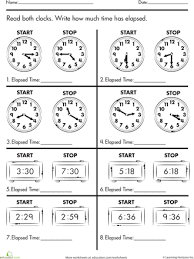 Calculate Elapsed Time Worksheet Education Com Time Worksheets Elapsed Time Worksheets Math Time