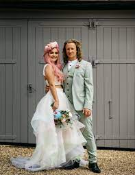 Modern Pastel Themed Wedding Inspiration With A Pink Hair Bride Bespoke Bride Wedding Blog Pink Hair Bride Pastel Wedding Theme Wedding Dress Sequin