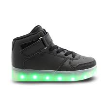 Family Smiles Led Light Up Sneakers Kids High Top Usb Charging Boys Girls Unisex Strap Lace Up Shoes Black Walmart Com Walmart Com