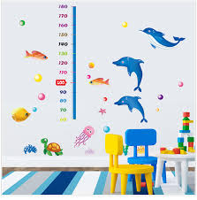 Us 6 72 6 Off Diy Underwater World Fish Height Chart Rule Wall Stickers Kids Rooms Nursery Bathroom Animal Measure Height Home Decor Poster In Wall