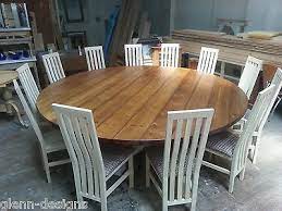 Extendable dining tables are great for large families. 8 10 12 14 Seater Large Round Hoop Base Dining Table Bespoke Chunky 44mm Top Ebay Round Dining Room Table Round Dining Room Large Dining Room Table