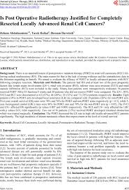 Learn what to include in an application cover letter, then download and draw inspiration from these free cover letter templates to impress your next employer. Is Post Operative Radiotherapy Justified For Completely Resected Locally Advanced Renal Cell Cancers