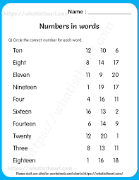 number as words 1 20 worksheet for grade 1 your home teacher