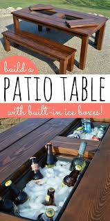 Diy Patio Table With Ice Boxes Diy Patio Table Building A Patio Diy Outdoor Furniture