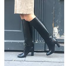 Black Leather Knee High Boots Women Black Knee High Boots Etsy