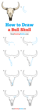 How To Draw A Bull Skull Really Easy Drawing Tutorial In 2020 Skull Drawing Skulls Drawing Bull Skulls
