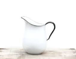 Black And White Pitcher Vintage Black And White Enamelware Pitcher Large Metal Enamel Farmhouse Pitcher By Themixingbowlonline On Etsy Enamelware Pitcher Enamelware White Pitcher