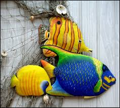 Tropical Fish Metal Wall Art Hand Painted Metal Wall Etsy Fish Wall Art Outdoor Metal Wall Art Fish Wall Decor