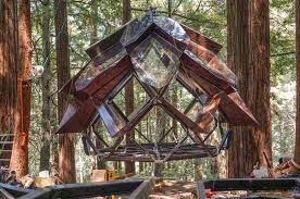 Pinecone Shaped Treehouse Offers 360 Degree Views Of The Forest S Canopy Tree House Designs Tree House Geodesic Dome Homes
