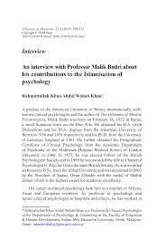 With many specialties falling under this domain, clinical psychology is. Pdf An Interview With Professor Malik Badri About His Contributions To The Islamisation Of Psychology
