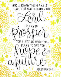 Hope And A Future Print For I Know The Plans I Have For You Declares The Lord Yellow Watercolor 20 Bible Quotes Inspirational Words Scripture Quotes