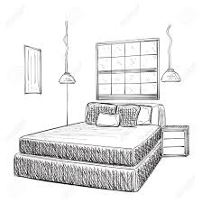 As twin | single beds are often used in shared kids rooms and minimal floor plans, multiple sides of the bed may not be accessible. Bedroom Modern Interior Vector Drawing Isolated On White Background Royalty Free Cliparts Vectors And Stock Illustration Image 49238169