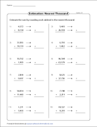 Our third grade math worksheets continue numeracy development and introduce division, decimals, roman numerals, calendars and new concepts in measurement and geometry. Estimating Sums Differences Worksheets
