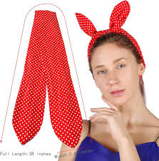 Wire Headbands for Women Bow Bandana Hair Scarf Hairbands Cute Knotted Hair  Accessories 50s Retro Head Wraps Turban (Red Polka Dot)