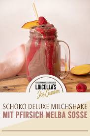 Schoko Deluxe Milchshake Mit Pfirsich Melba Sosse Milchshake Pfirsich Melba Pfirsich
