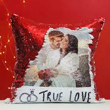 Romantic Personalized Sequin Cushion Gift Send Home And Living Gifts Online J11079636 Igp Com Sequin Cushion Magic Pillow Personalized Anniversary Gifts