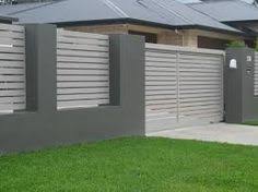 House Fence With Slats Blue Grey Google Search Modern Fence Design Fence Design Brick Fence