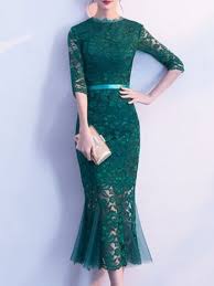 Lace Contrast Solid Color Mermaid Midi Dresses Elegant Prom Dresses Midi Cocktail Dress Lace Dress