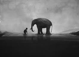 Beautiful Black And White Elephant Pictures Beautiful Black White Watercolors Of Children With Animals Watercolor Illustration Watercolor Animals Art