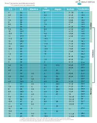 all about dance size charts