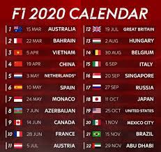 All confirmed dates for the 2021 f1 world championship calendar for the grand prix race dates/session times, testing, and this yesr's car launch dates. F1 2020 New Schedule Race Calendar F1 Calendar Formula 1