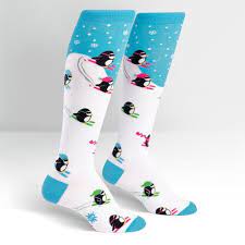 Skiing Penguin Knee Socks Womens Knee High Socks Penguin Socks High Knee Boots Outfit