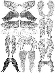 Hand Drawn Wings Vector And Photoshop Brush Pack 05 Wings Drawing Tattoo Graphic Angel Wings Art