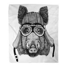 Maybe you would like to learn more about one of these? Sidonkusidonku Throw Blanket Warm Cozy Print Flannel Aper Boar Hog Wild Wearing Biker Motorcycle Aviator Fly Club Helmet Comfortable Soft For Bed Sofa And Couch 50x60 Inches Dailymail