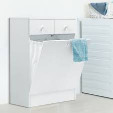 Vous pourrez en effet gagner de la place grâce à : Meuble Avec Bac A Linge Integre En Bois Blanc 13349