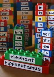 Can T Afford Magnetic Poetry How About Repurposing Old Duplo Blocks And Build Sentences In A Whole New Way Got Kids Learning Classroom Decorations Teaching