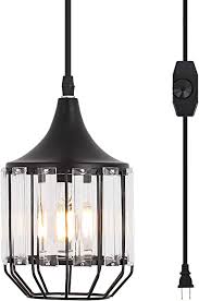Hanging your new light fixture at the correct level is crucial to achieving the right amount of light in a given space, as well as achieving great aesthetics. Ylong Zs Hanging Lamps Swag Lights Plug In Pendant Light 16 Ft Cord And Chain Hanging Pendant Light Cage In Line On Off Dimmer Switch For Living Room Dining Room Corner Black Metal Finishing Amazon Com