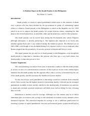 He won best position paper during the. 373381685 A Position Paper On The Death Penalty In The Philippines Docx A Position Paper On The Death Penalty In The Philippines By Almer S Cuerda Course Hero