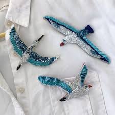Embroidered Gull Brooch Bead Embroidery Brooch Handmade Uniquegiftsbirthday Uniquegiftsforadults Bead Embroidery Jewelry Brooches Handmade Beaded Brooch