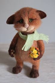 valyanaya interernaya igrushka kot joshi needle felted cat naaldvilten