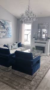 Gold and navy looks great together even in the living room! Grey Blue And Silver Living Room Ideas Wowhomy