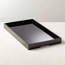Choose an option large medium small. Hi Gloss Black Rectangle Tray Reviews Cb2