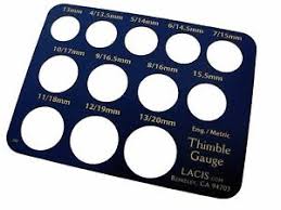 details about thimble gauge lacis ld75 sewing finger measure scale guide guage size chart