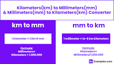 Kilometers (km) to Millimeter (mm), Millimeter (mm) to Kilometers ...