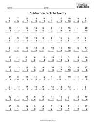 These 100 problems multiplication worksheets are downloadable and printable. 100 Subtraction Facts To 20 C Teaching Squared