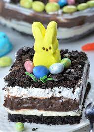 Sprinkle mini chocolate chips evenly over the top. Easter Chocolate Lasagna Easter Dessert Recipe