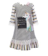 Bonnie Jean Little Girls 2t 6x Back To School Unicorn Shift Dress