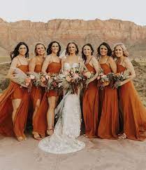 Spaghetti Straps Burnt Orange Bridesmaid Dresses Long Hn005 In 2020 Orange Bridesmaid Dresses Burnt Orange Bridesmaid Dresses Orange Bridesmaid Dress Fall