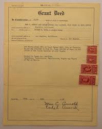 Vintage Grant Deed, Miss Esther Koch, Glendale, CA; w/ Revenue Stamps 1943 
