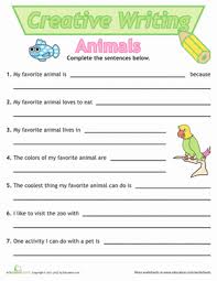 Sentence Writing Animals Worksheet Education Com Creative Writing Worksheets Sentence Writing Writing Sentences Worksheets