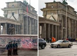 Berlin S Brandenburg Gate In December 1989 L With East And West German Policemen And R Today Fall Of Berlin Wall Berlin Wall Berlin