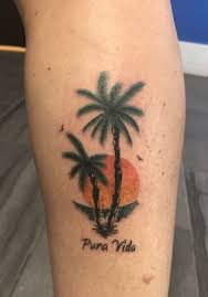 They look good in both black and white or in color. Pura Vida Palm Tree Sunset Pura Vida Tattoo Daisy Tattoo Palm Trees Tattoo