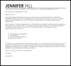 Video Editor Cover Letter Sample Cover Letter Templates Examples