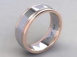 Custom Hand Crafted Two Tone Platinum And 18k Rose Gold Rail Men S Wedding Band Mens Wedding Rings Mens Wedding Bands Platinum Wedding Rings